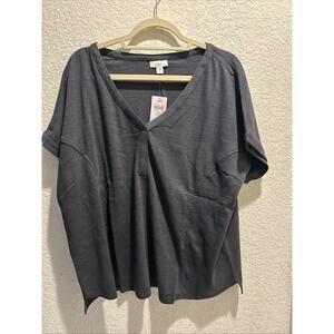 Pure Jill Seamed Slub Top Dark Gray Raven Size XLP